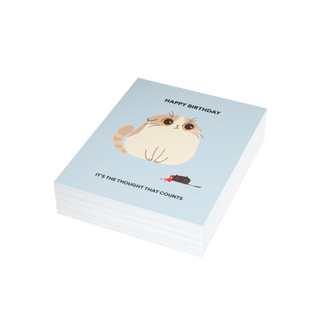 "It's the Thought That Counts" Birthday Cat Greeting Card — Birthday Greeting Card - Illustrated, Funny, Snarky, Modern