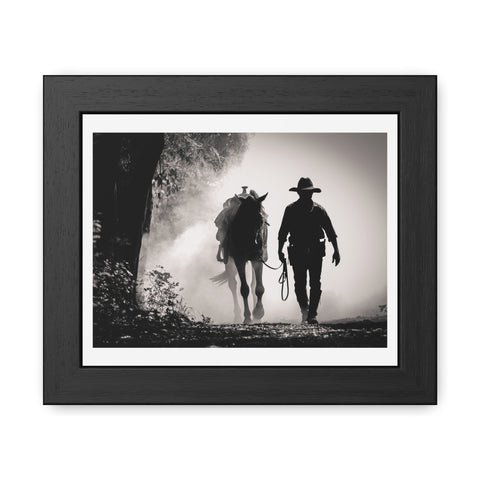 Cowboy & Horse Framed Poster - Rustic Wall Art for Equestrian Lovers