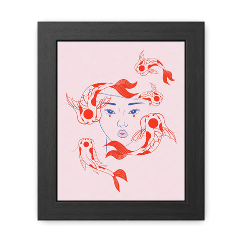 Koi Fish Art Framed Poster - Serene Wall Decoration for Home Decor Enthusiasts