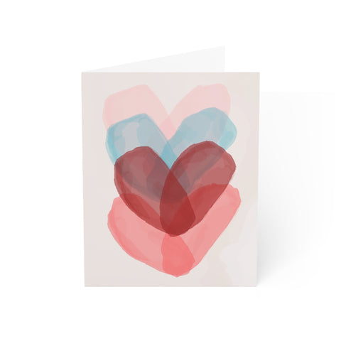 Watercolor Layered Hearts Greeting Card — Love / Valentine Greeting Card - Illustrated, Funny, Snarky, Modern