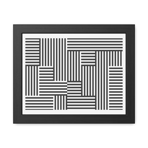 Horizon Grid 4 - Modern Minimalist Framed Poster - Abstract Black and White Line Art
