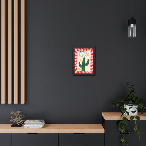 Hello Cactus Framed Poster – Colorful Wall Art for Home Decor