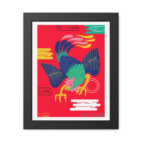 Japanese Garden 2 - Vibrant Framed Poster - Colorful Rooster Art for Home Decor