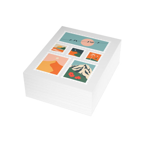 Travel Stamp Collage Greeting Card – Abstract Greeting Card - Illustrated, Beautiful, Modern