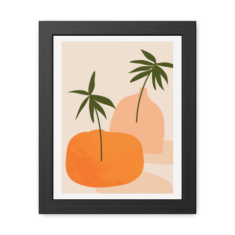 Agora 2 - Modern Framed Poster - Abstract Palm and Fruit Design for Home Decor