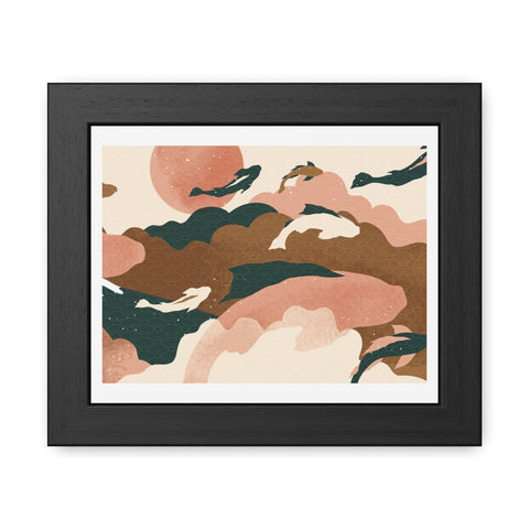 Koi Wind 2 - Artistic Framed Posters: Serene Dolphin & Sunset Wall Decor