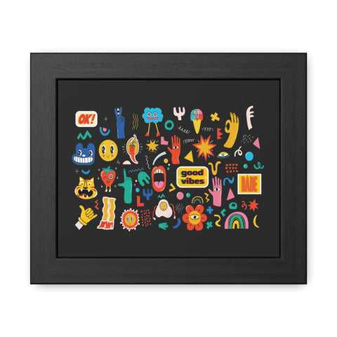 Good Vibes Framed Poster – Colorful Wall Art for Positive Energy
