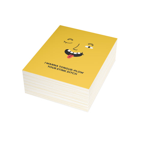"I Wanna Tongue-Plow Your Stink Ditch" Greeting Card — Humorous Greeting Card - Illustrated, Funny, Snarky, Modern