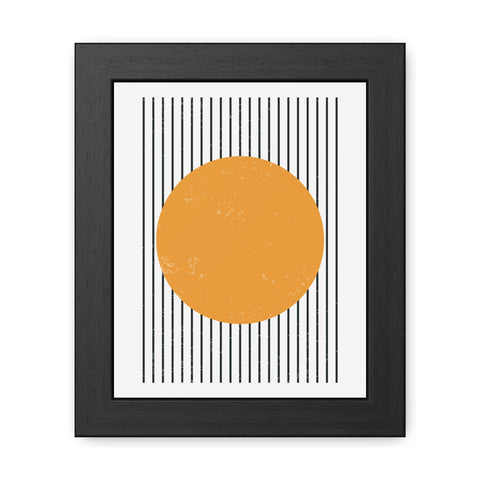Ink Stamp 1 - Modern Geometric Framed Poster - Minimalist Art with Yellow Circle