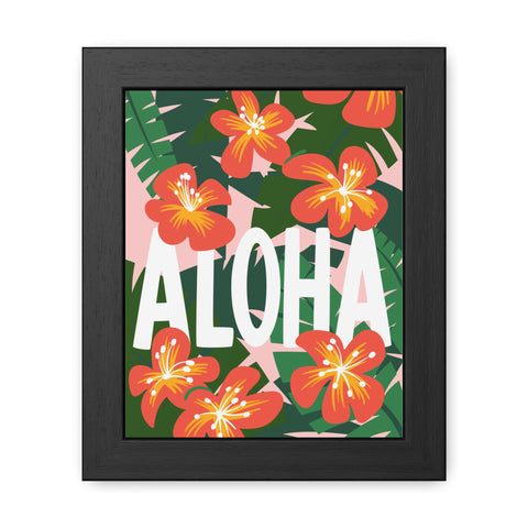 Aloha - Tropical Framed Poster - Bright Floral Wall Art for Home Décor