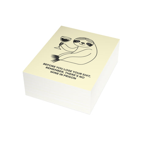 “Before You Lose Your Shit, Remember There’s No Wine in Prison” Funny Sloth Greeting Card – Friendship / Best Friend Greeting Card - Illustrated, Funny, Snarky, Modern