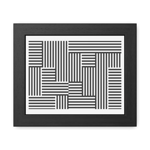 Horizon Grid 4 - Modern Minimalist Framed Poster - Abstract Black and White Line Art