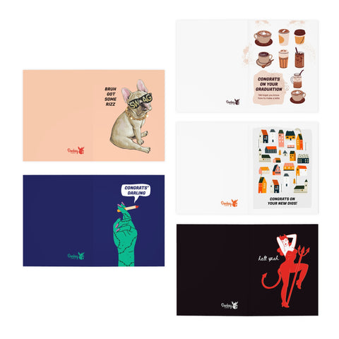 Congratulations 5-Pack Variety Greeting Cards Set