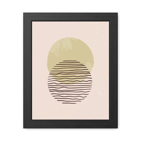 Blend 1 - Modern Minimalist Framed Poster – Abstract Green and Beige Art