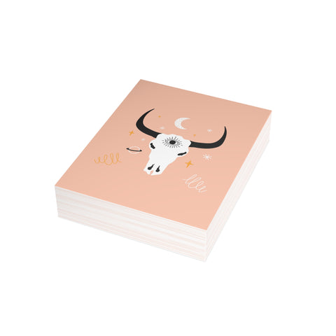 Mystic Bull Skull Greeting Card — Greeting Card - Illustrated, Beautiful, any occasion