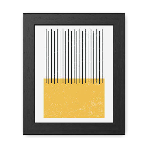 Ink Stamp 4 - Modern Minimalist Framed Poster - Abstract Yellow and Black Design