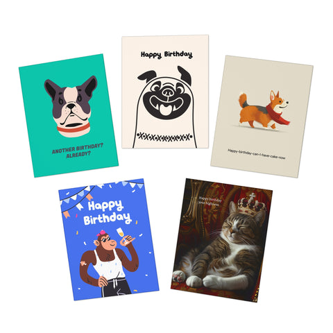 Happy Birthday 5-Pack Variety Greeting Cards Set