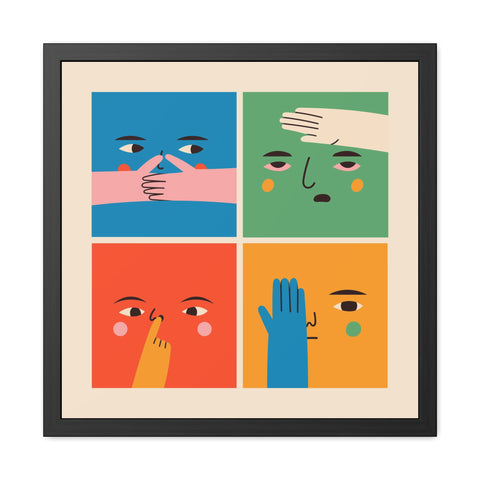 Faced 2 - Emotional Expression Framed Poster - Colorful Modern Art Home Decor