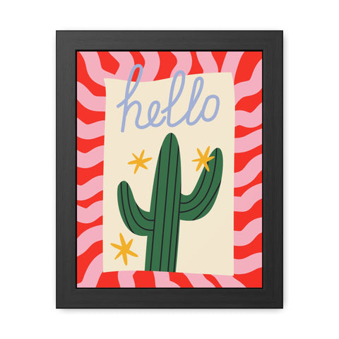 Hello Cactus Framed Poster – Colorful Wall Art for Home Decor