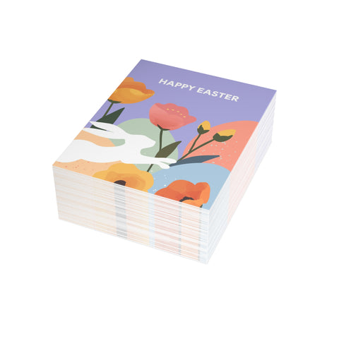 Happy Easter Floral Bunny Greeting Card - Easter / Holiday Greeting Card - Illustrated, Modern