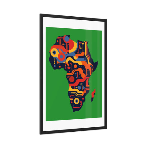 Africa 3 - Colorful African Map Framed Poster - Tech-Inspired Art for Modern Decor