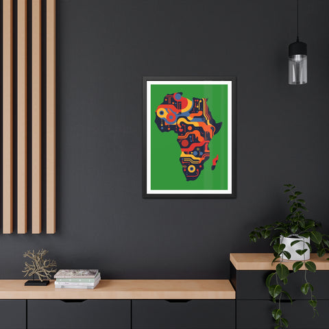 Africa 3 - Colorful African Map Framed Poster - Tech-Inspired Art for Modern Decor