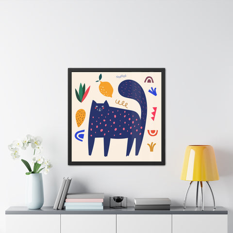 Cat Lounger 3 - Whimsical Cat Framed Poster - Playful Art for Cat Lovers