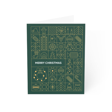 Green Christmas Greeting Card — Christmas / Holiday Greeting Card - Illustrated, Modern