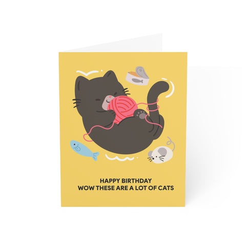 Happy Birthday Wow These ara a lot of cats — Birthday Greeting Card - Illustrated, Funny, Snarky, Modern
