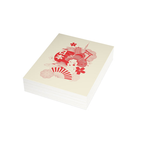 Japanese Geisha Greeting Card — Abstract / Japan Greeting Card - Illustrated, Beautiful, any occasion