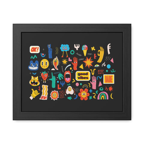 Good Vibes Framed Poster – Colorful Wall Art for Positive Energy