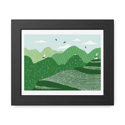 Greenscape - Serene Green Landscape Framed Poster - Nature Wall Art for Home Decor