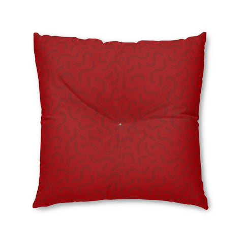 Out of Whack (Red) - Tufted Floor Pillow, Square