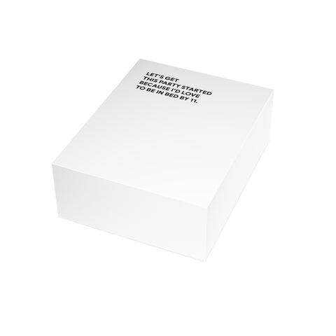 "Let’s Get This Party Started Because I’d Love To Be In Bed By 11" Greeting Card — Humorous Greeting Card - Illustrated, Funny, Snarky, Modern