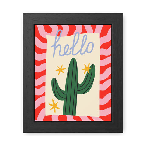 Hello Cactus Framed Poster – Colorful Wall Art for Home Decor