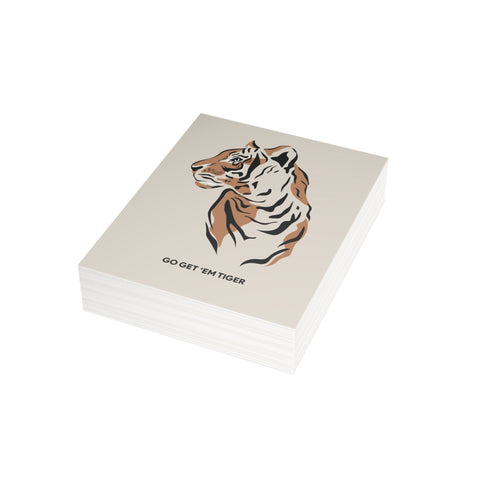 "Go Get 'Em Tiger" Motivational Greeting Card - Friendship / Best Friends Greeting Card - Illustrated, Funny, Snarky, Modern