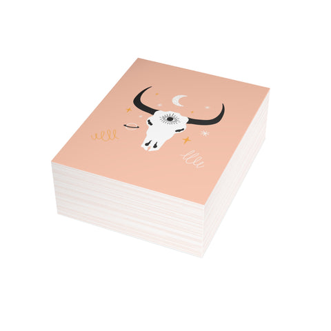 Mystic Bull Skull Greeting Card — Greeting Card - Illustrated, Beautiful, any occasion