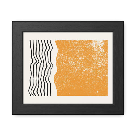 Ink Stamp 8 - Modern Abstract Framed Poster - Orange & Black Art for Home Decor
