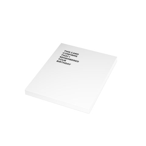 "This Card Confirms That I Remembered Your Birthday" Birthday Card – Birthday Greeting Card - Illustrated, Funny, Snarky, Modern