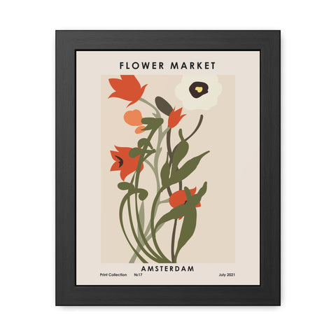 Flower Market - Amsterdam - Vintage Flower Market Framed Poster - Amsterdam Art Print for Home Décor