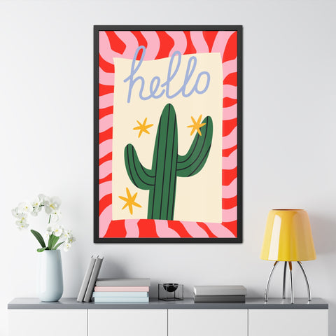Hello Cactus Framed Poster – Colorful Wall Art for Home Decor