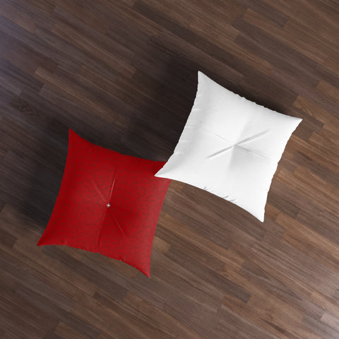 Out of Whack (Red) - Tufted Floor Pillow, Square