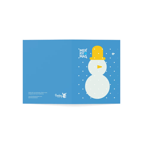 "Merry Xmas" Snowman Greeting Card — Christmas / Holiday Greeting Card - Illustrated, Modern