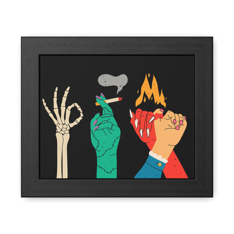 Hands Up - Bold Graphic Framed Posters - Edgy Art for Home Decor