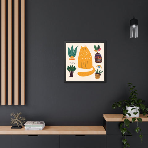 Cat Lounger 2 - Whimsical Cat Framed Poster - Cozy Home Decor for Cat Lovers