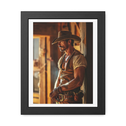 Cowboy 1 - Rustic Western Framed Poster - Cowboy Wall Art for Home Decor