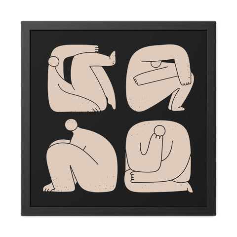Boxed - Modern Minimalist Framed Art Poster - Abstract Human Figures