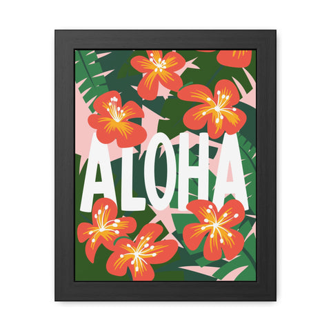 Aloha - Tropical Framed Poster - Bright Floral Wall Art for Home Décor