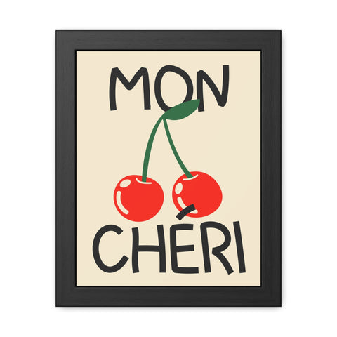 Mon Cheri Cherry Framed Poster - Fun Wall Art for Home Decor
