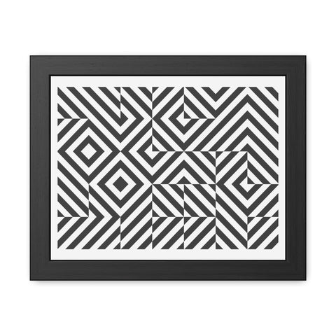 Horizon Grid 2 - Modern Geometric Framed Poster - Black and White Wall Art for Home Decor